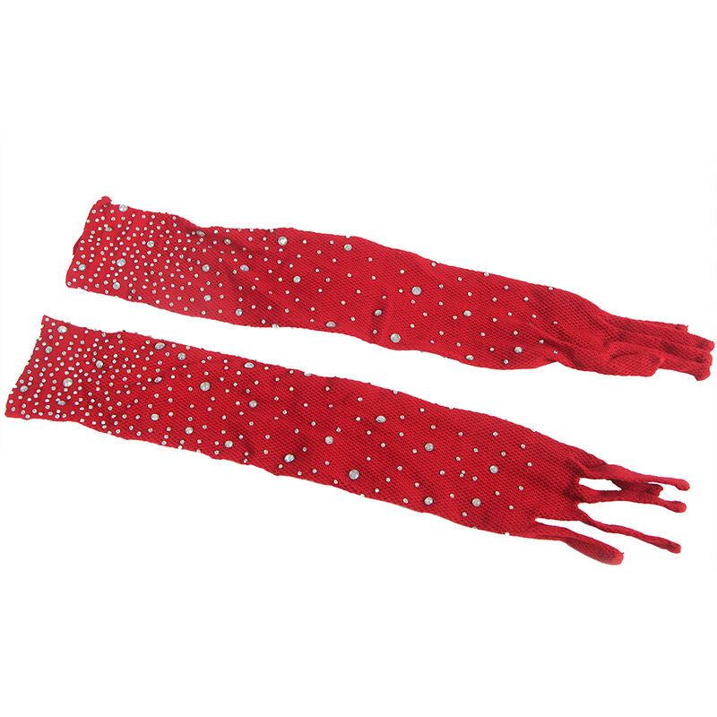 SUBBLIME BODYSTOCKINGS 952181 Bodystocking Resille Gants Diamants Rouge Taille U... — accessoires inclus