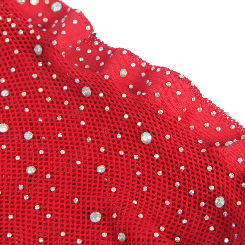 SUBBLIME BODYSTOCKINGS 952181 Bodystocking Resille Gants Diamants Rouge Taille U... — vue arrière