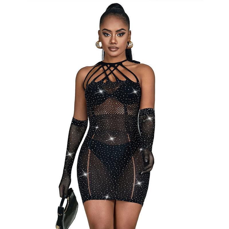 SUBBLIME DRESSES 952235 Robe Réseille Strass Noir Taille Unique - Aura Intime