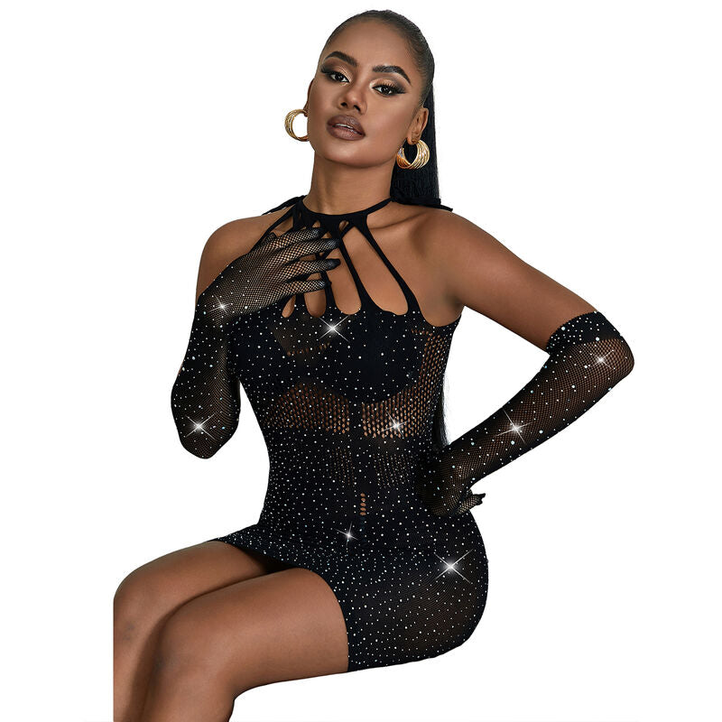 SUBBLIME DRESSES 952235 Robe Réseille Strass Noir Taille Unique — vue alternative