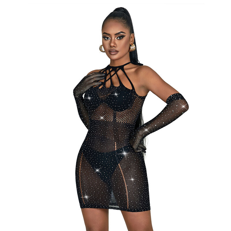SUBBLIME DRESSES 952235 Robe Réseille Strass Noir Taille Unique — vue arrière