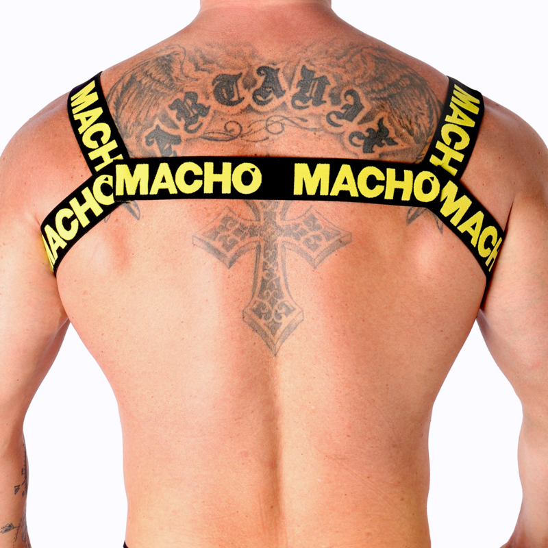 MACHO UNDERWEAR Harnais Double Jaune — vue arrière