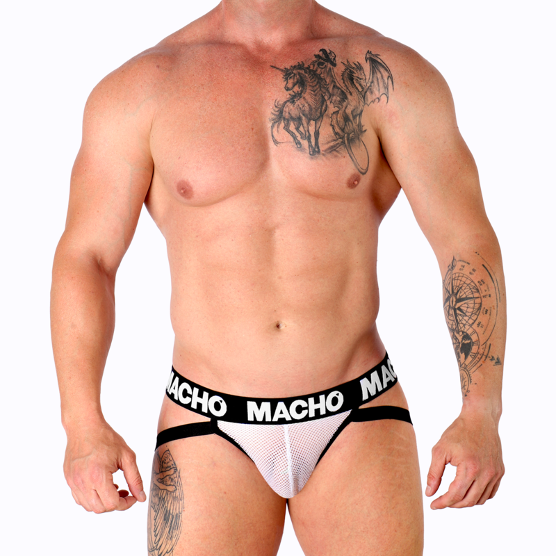 MACHO UNDERWEAR Mx26X1 Jock Grid Blanc M — vue détaillée