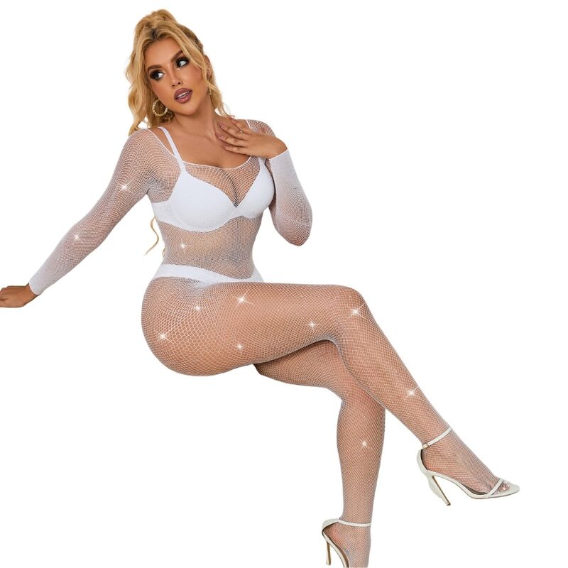 SUBBLIME BODYSTOCKINGS 952396 Bodystocking Resille Losanges Manches Longues Blan... — vue alternative
