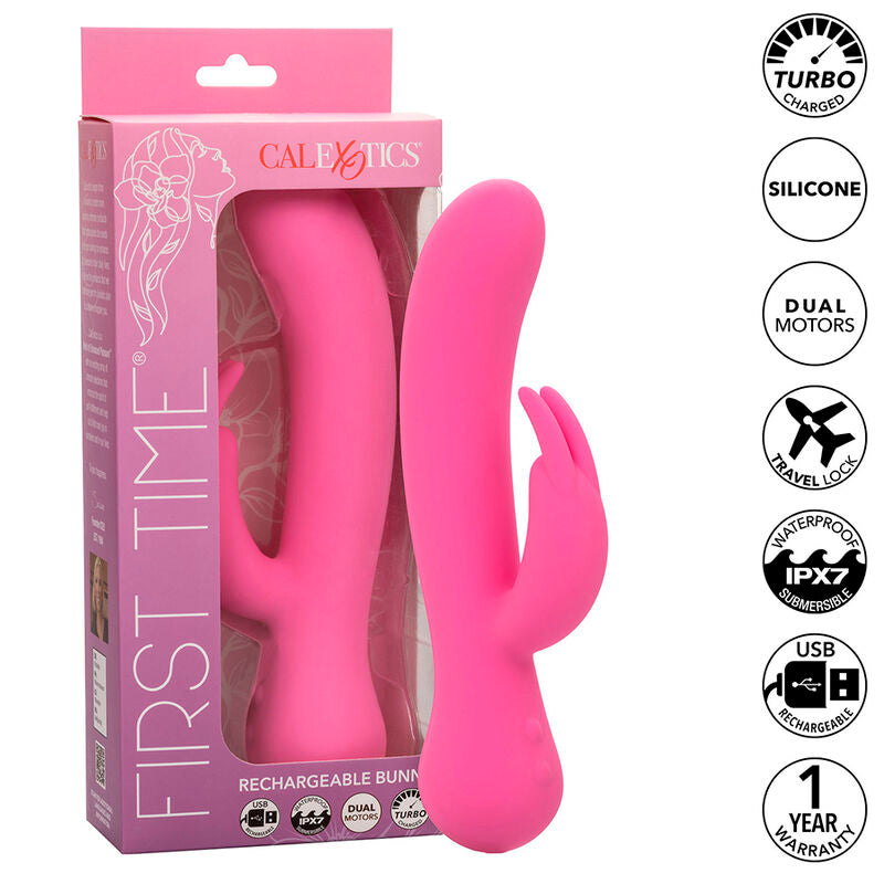 CALEXOTICS First Time Vibrateur Lapin Rechargeable Rose - Aura Intime