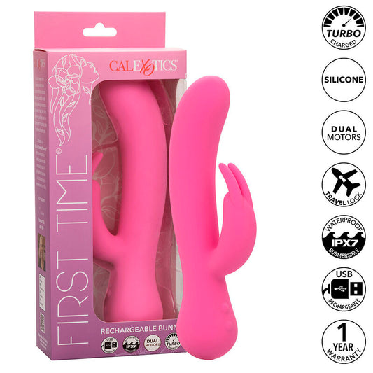 CALEXOTICS First Time Vibrateur Lapin Rechargeable Rose - Aura Intime