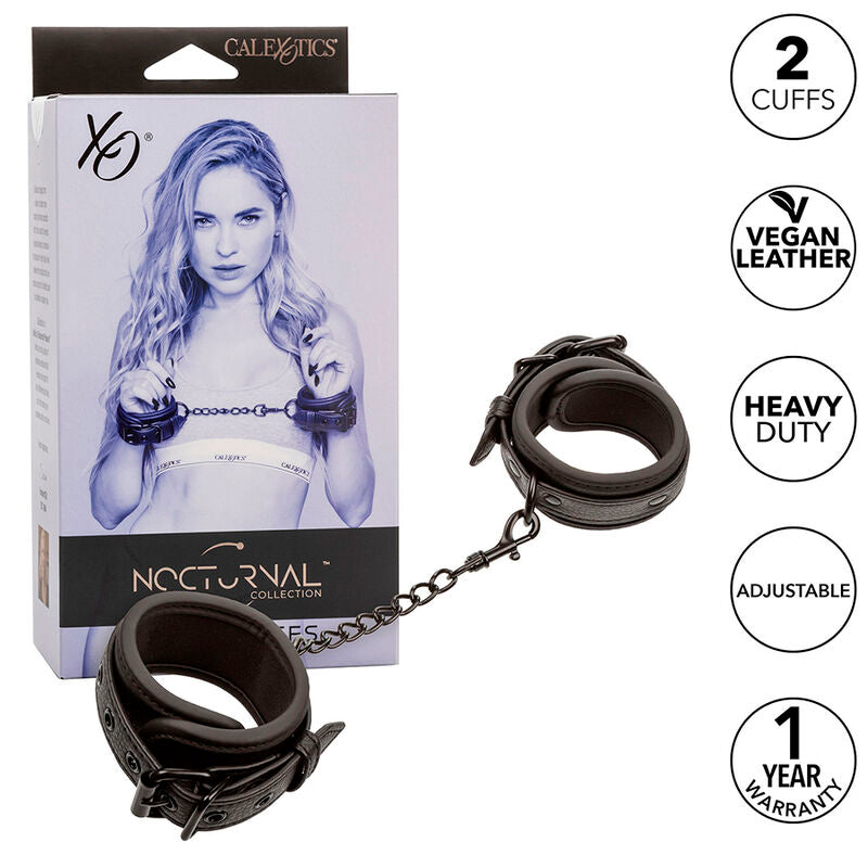 CALEXOTICS Nocturnal Poignets Cuir Réglables Noirs - Aura Intime