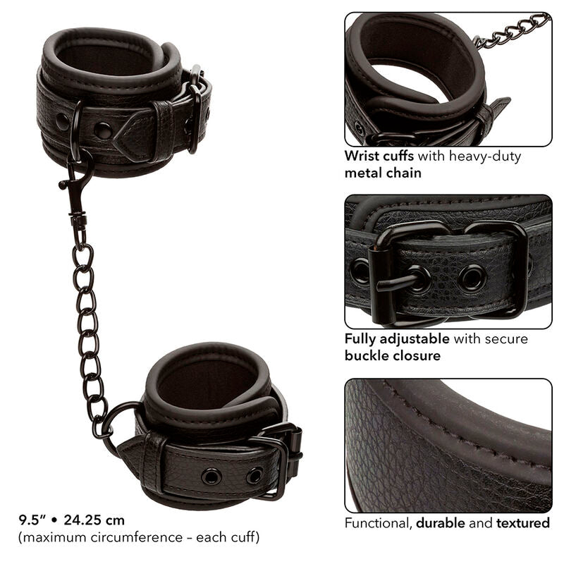 CALEXOTICS Nocturnal Poignets Cuir Réglables Noirs — vue arrière