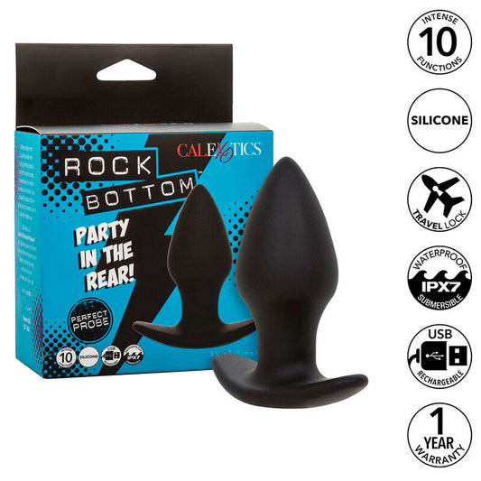 CALEXOTICS - Rock Bottom Plug Anal Parfait 10 Vibrations Silicone Noir