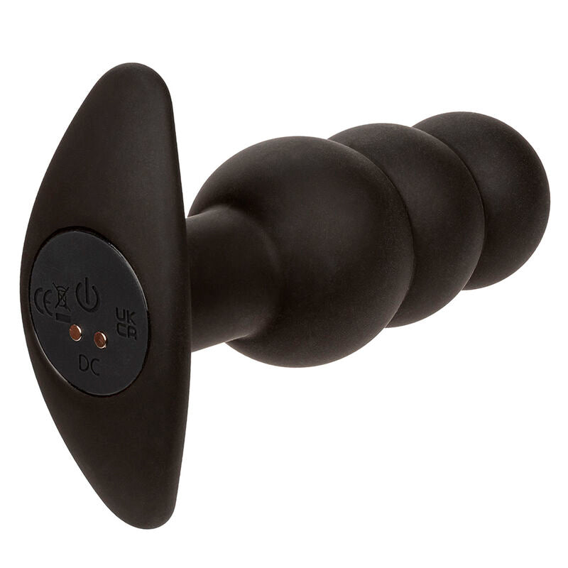 CALEXOTICS ROCK BOTTOM PLUG ANAL PERLÉ 10 VIBRATIONS SILICONE NOIR — vue arrière
