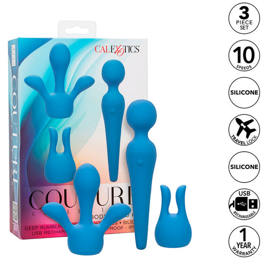 CALEXOTICS Couture Kit Vibrateur Wand 10 Vibrations Bleu - Aura Intime