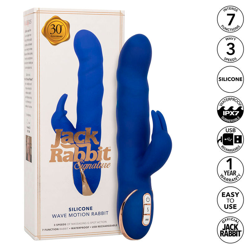 CALEXOTICS Jack Rabbit Vibrateur Wave Motion Bleu - Aura Intime