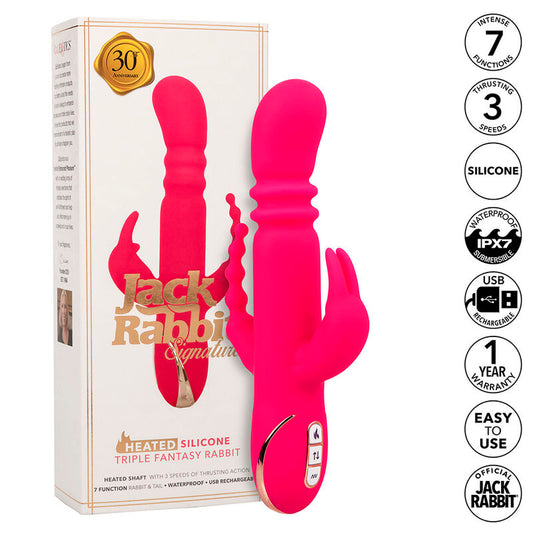 CALEXOTICS Jack Fantasy Triple Vibrateur Chauffant Lapin Rose - Aura Intime