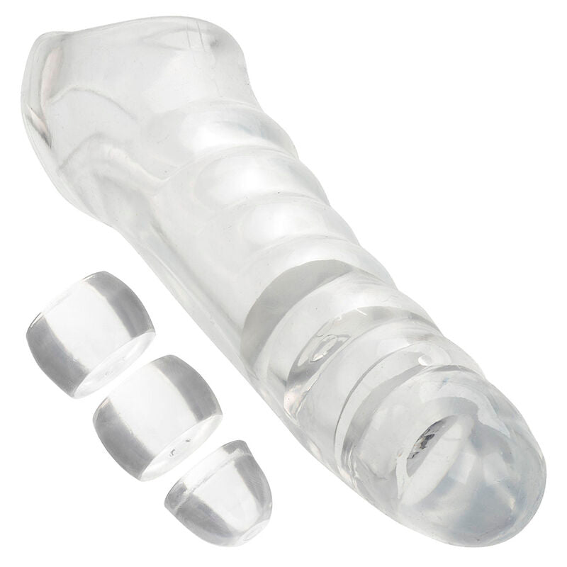 CALEXOTICS MAXX EXTENSEUR PÉNIS RÉGLABLE TRANSPARENT — accessoires inclus