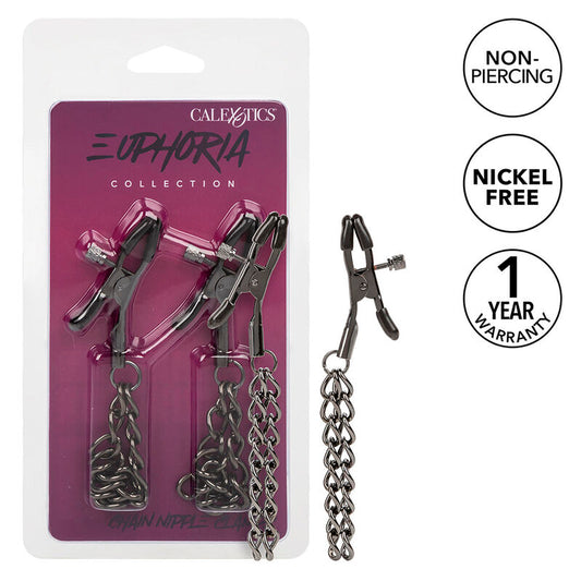 CALEXOTICS Euphoria Pinces À Tétons Chaîne 14,5 Cm - Aura Intime
