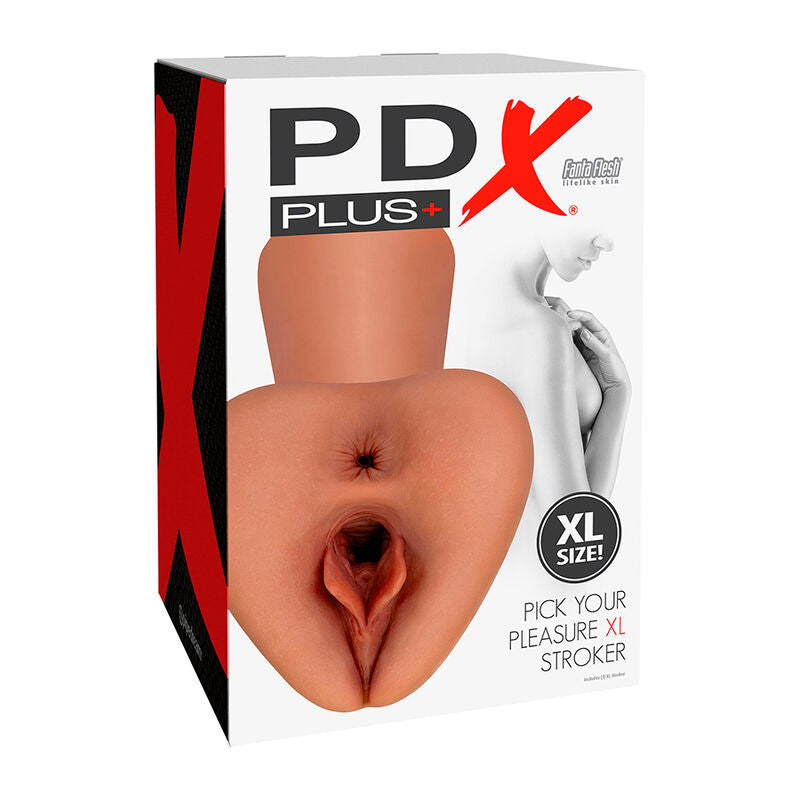 PDX PLUS+ Pick Your Pleasure Xl Stroker Réaliste Marron — vue arrière