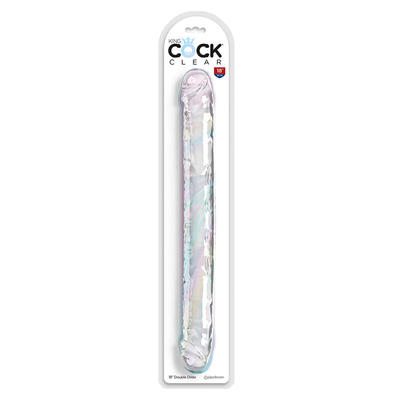 KING COCK DOUBLE TROUBLE DOUBLE GODE 46 CM TRANSPARENT — vue arrière