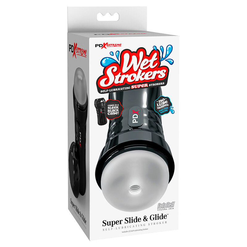 PDX EXTREME Slide & Glide Masturbateur Autolubrifiant Transparent — accessoires inclus