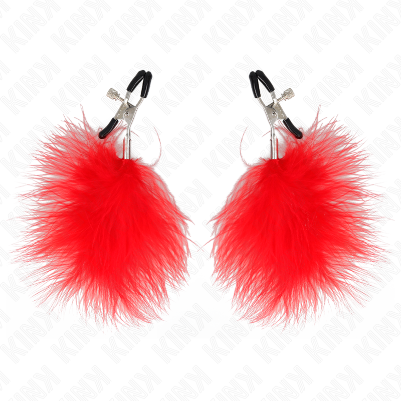 KINK NIPPLE GRIP Pince À Meton Plume Rouge 7 Cm — vue détaillée
