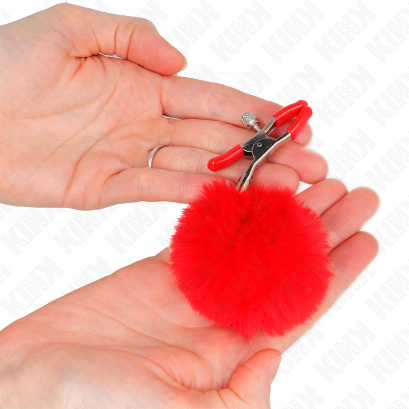 KINK NIPPLE GRIP Pince A Meton Boule Fausse Fourrure Rouge 6 Cm — vue alternative
