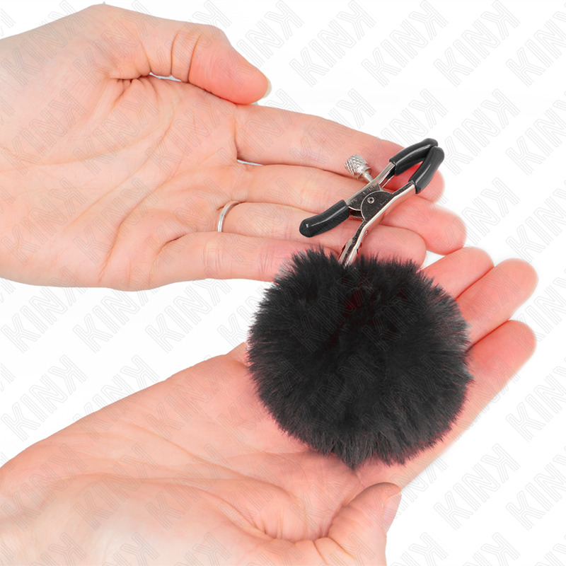 KINK NIPPLE GRIP Pince A Meton Boule Fausse Fourrure Noir 6 Cm — vue alternative