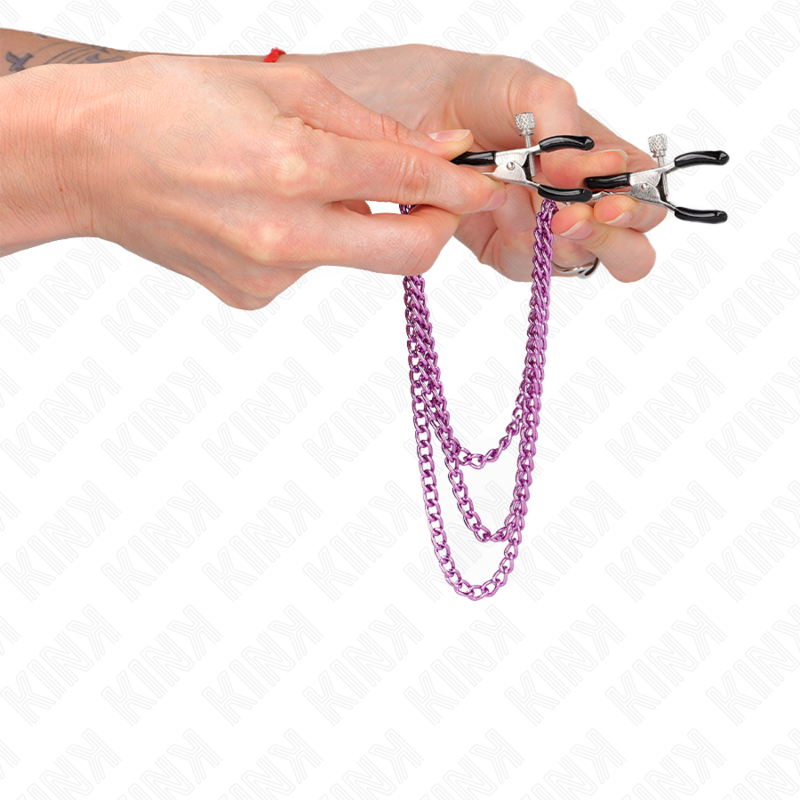 KINK NIPPLE GRIP Pinces À Metelier 3 Chaînes Violet 20/23/28 Cm — vue arrière