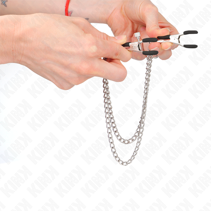 KINK NIPPLE GRIP Pinces À Teteaux 2 Chaînes Épaisses Argent 20/23 Cm — vue arrière