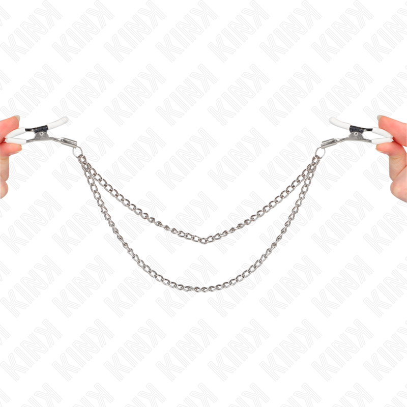 KINK NIPPLE GRIP Pinces À Metelier 2 Chaînes Fines Argent 20/23 Cm - Aura Intime