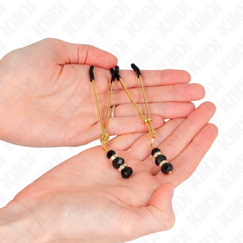 KINK NIPPLE GRIP Pinces À Teton Fines Or 3 Billes Verre Noir 7 Cm — vue alternative