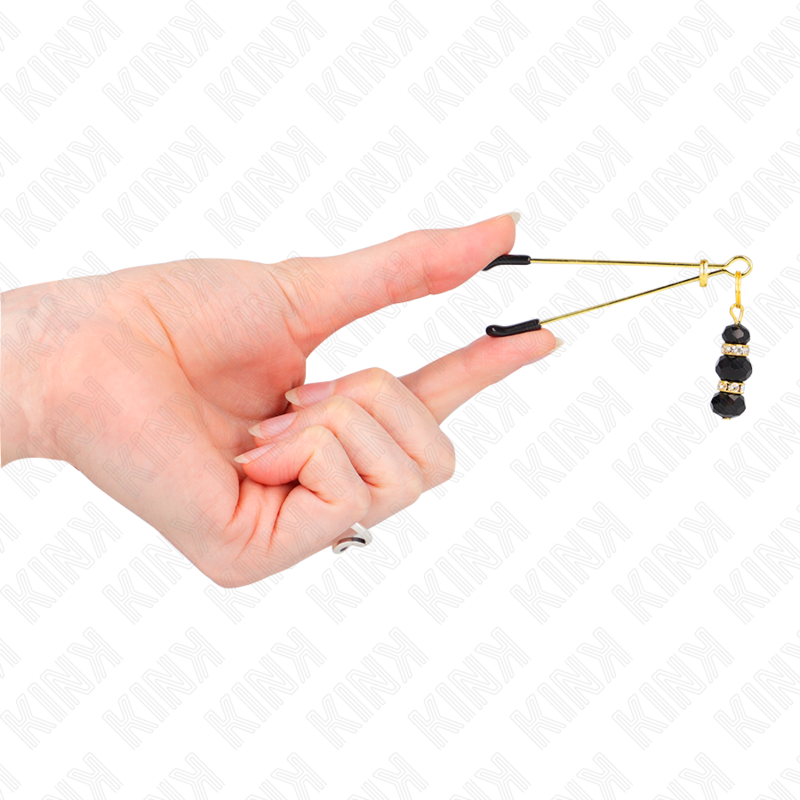 KINK NIPPLE GRIP Pinces À Teton Fines Or 3 Billes Verre Noir 7 Cm — vue arrière