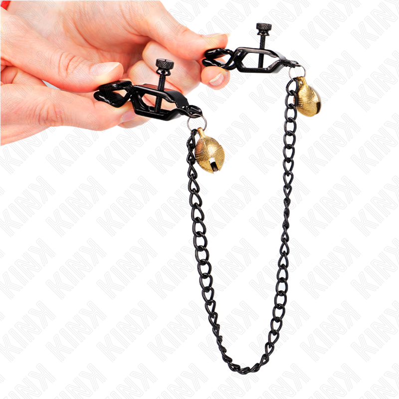 KINK NIPPLE GRIP Pinces À Meton Chaîne Plate Cloche Argent 30 Cm — vue arrière