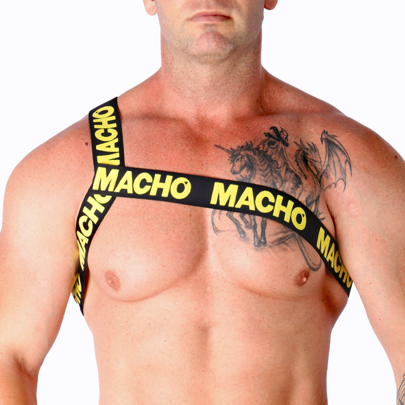 MACHO UNDERWEAR Harnais Romain Jaune S/M - Aura Intime