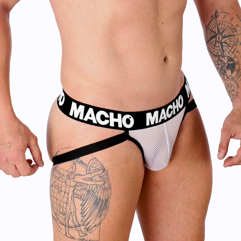 MACHO UNDERWEAR Mx26X1 Jock Grid Blanc L — vue détaillée