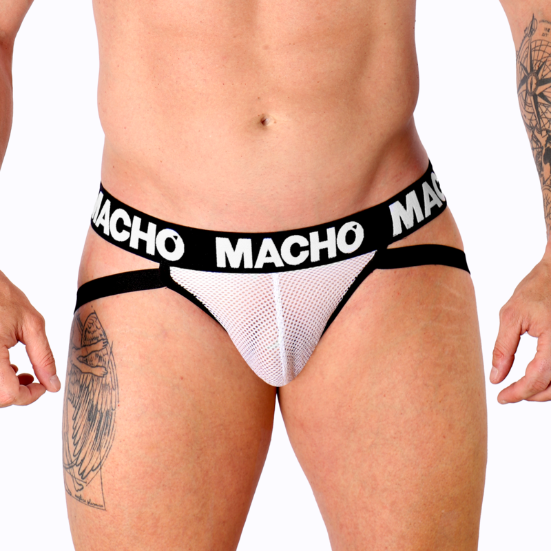 MACHO UNDERWEAR Mx26X1 Jock Grid Blanc S - Aura Intime