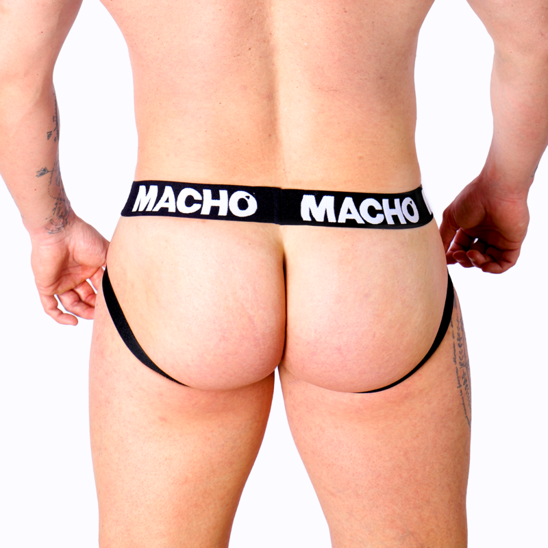 MACHO UNDERWEAR Mx27Gr Jock Cuir Gris Beige S — vue arrière