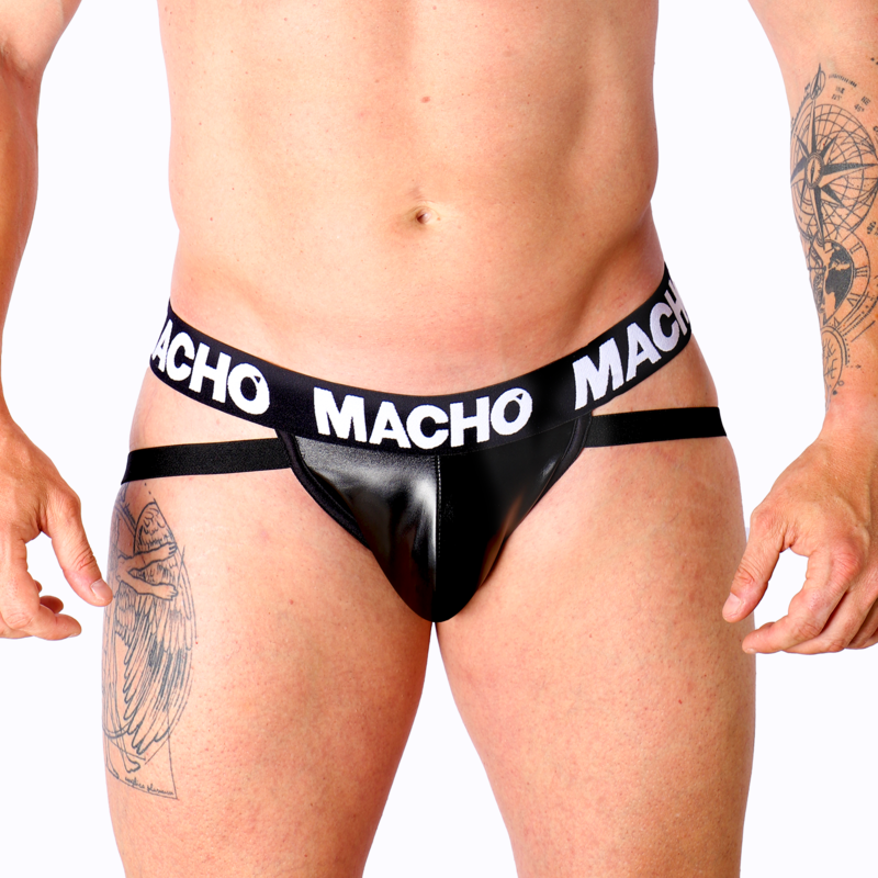 MACHO UNDERWEAR Mx25Nc Jock Cuir Noir S - Aura Intime