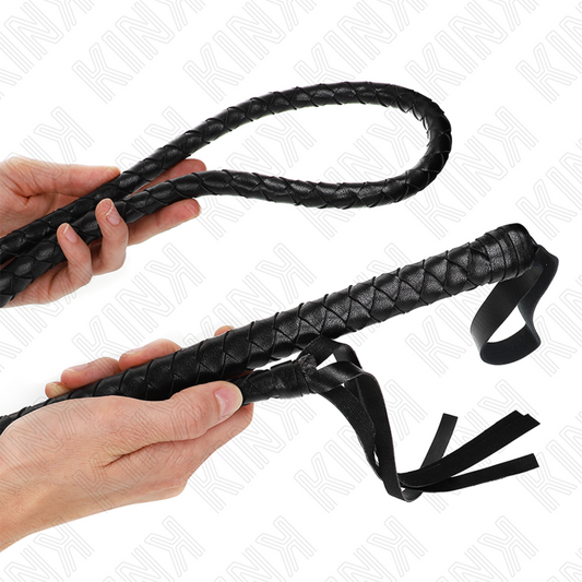KINK IMPACT & TOUCH Fouet Long Serpent Noir 210 Cm - Aura Intime