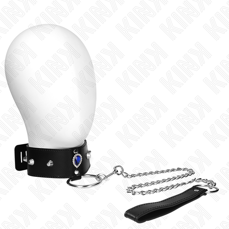 KINK COLLAR & GAG Collier 65 Cm Bracelet Diamants Bleu Ajustable 36-43 Cm X... - Aura Intime