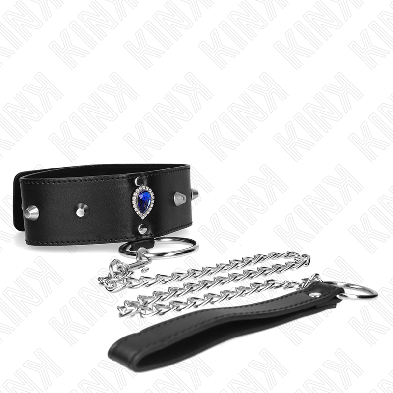 KINK COLLAR & GAG Collier 65 Cm Bracelet Diamants Bleu Ajustable 36-43 Cm X... — vue arrière