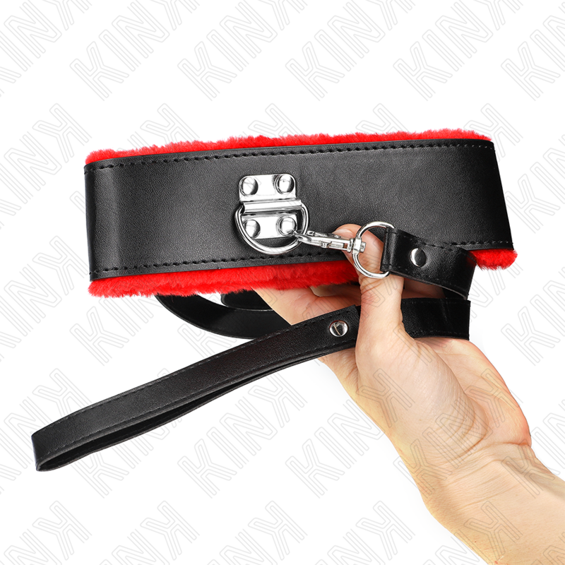 KINK COLLAR & GAG Collier Ceinture 116 Cm Bracelet Cuir Rouge Ajustable 40-... — vue détaillée