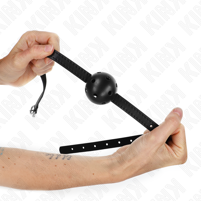 KINK COLLAR & GAG Balle Respirante Simplicity Noire 4,5 Cm Bag 62 X 1,5 Cm - Aura Intime