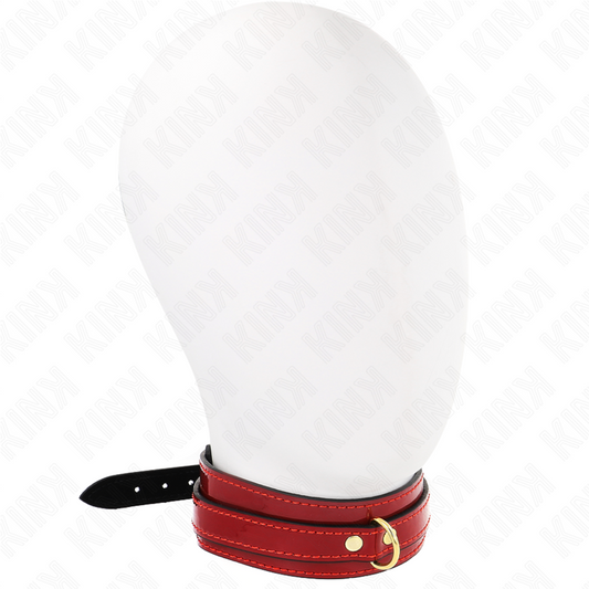 KINK COLLAR & GAG Collier Ajustable Rouge Vin Détails Dorés 29-42,5 Cm X 4 Cm - Aura Intime