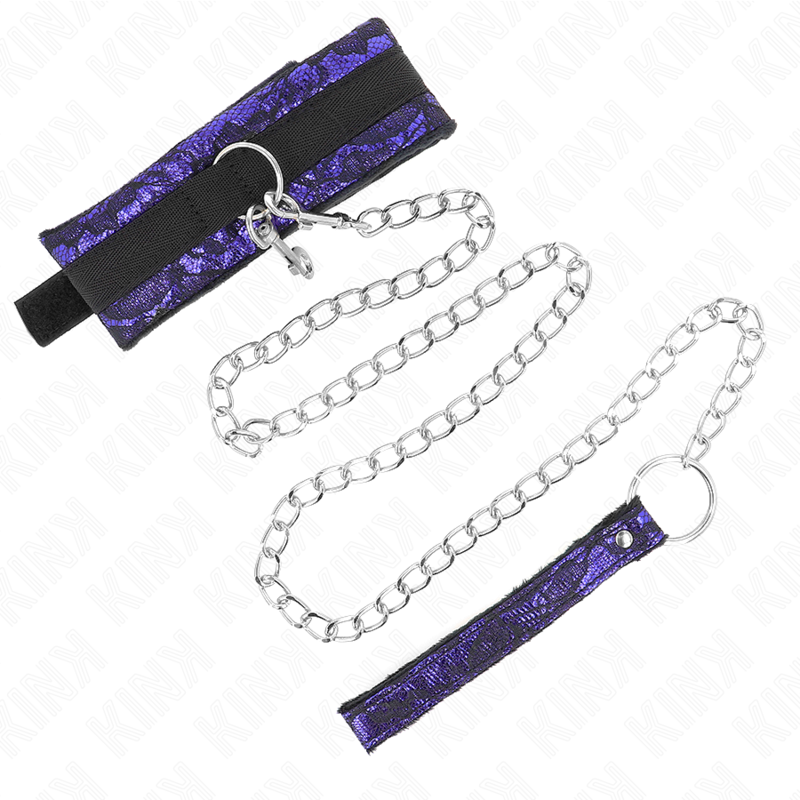 KINK COLLAR & GAG Collier Court Dentelle Velours Ceinture 105 Cm Garniture ... — vue détaillée