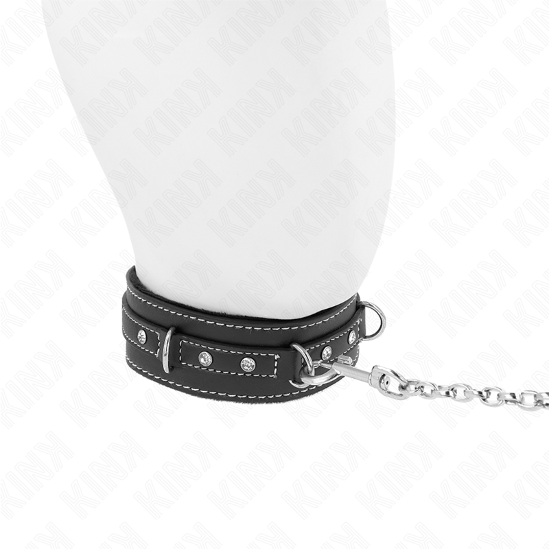 KINK COLLAR & GAG Collier Cuir Pvc Ceinture 105 Cm Rivet Strass 41,5 X 4 Cm — vue arrière