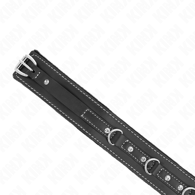 KINK COLLAR & GAG Collier Cuir Pvc Ceinture 105 Cm Rivet Strass 41,5 X 4 Cm — accessoires inclus