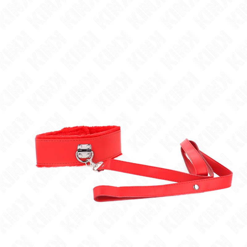 KINK COLLAR & GAG Collier Laisse 116 Cm Clous Argentés Modèle 4 Rouge Ajust... — vue alternative