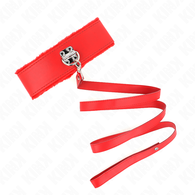 KINK COLLAR & GAG Collier Laisse 116 Cm Clous Argentés Modèle 4 Rouge Ajust... — vue détaillée
