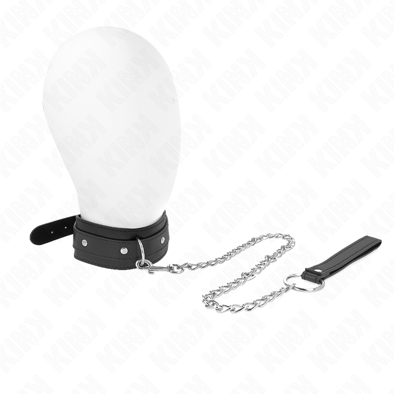 KINK COLLAR & GAG Collier Laisse 65 Cm 1 Anneau Réglable 38-49 Cm X 5 Cm - Aura Intime