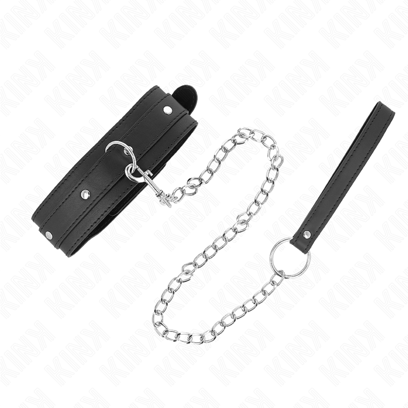 KINK COLLAR & GAG Collier Laisse 65 Cm 1 Anneau Réglable 38-49 Cm X 5 Cm — vue détaillée