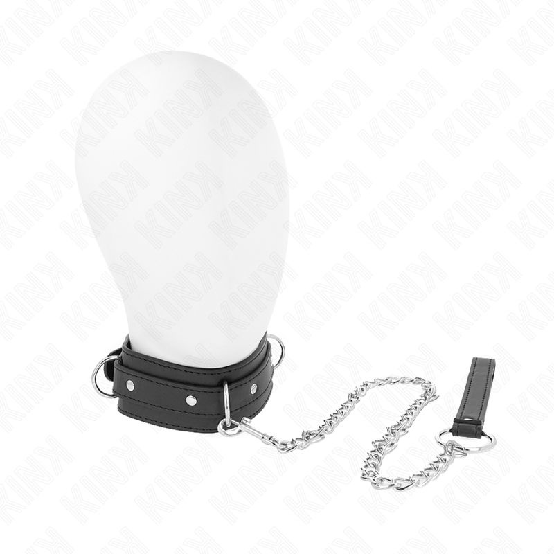 KINK COLLAR & GAG Collier Laisse 65 Cm 3 Anneaux Modèle 1 Réglable 38-49 Cm... - Aura Intime